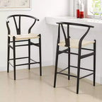 MAYEERTY Sgabello da bar Wishbone Weave completamente assemblato, beige, moderno e robusto per isola cucina
