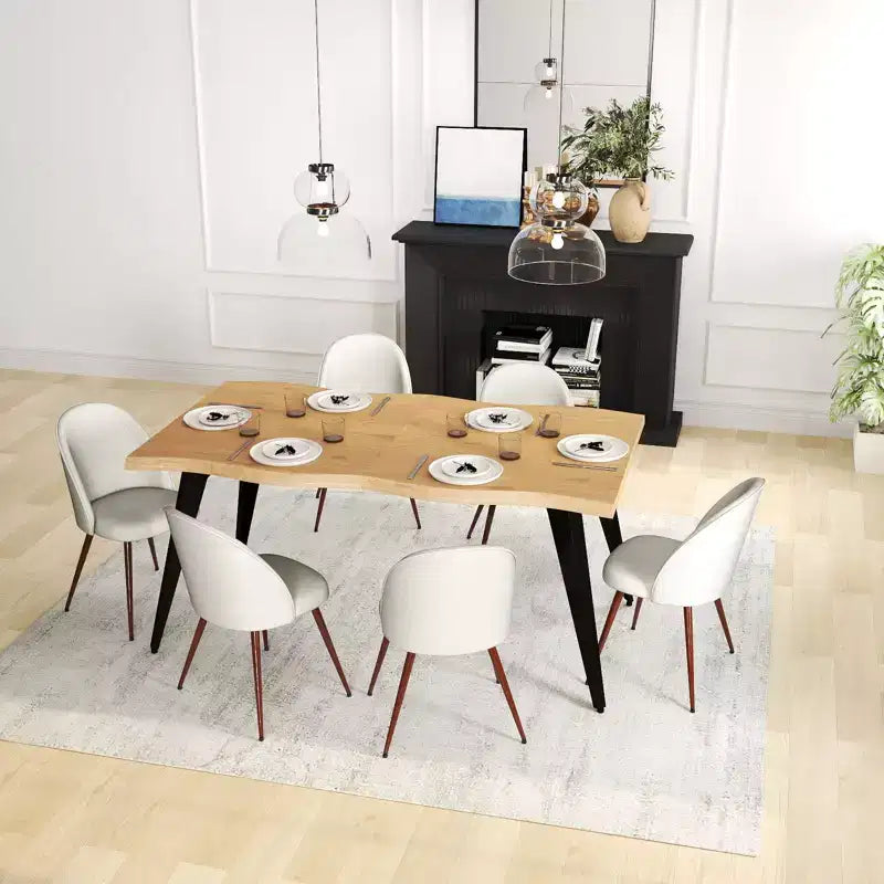 Tavolo da pranzo rettangolare Homy Casa 63 per 6 persone, tavolo moderno effetto legno con gambe in metallo nero