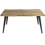 Tavolo da pranzo rettangolare Homy Casa 63 per 6 persone, tavolo moderno effetto legno con gambe in metallo nero