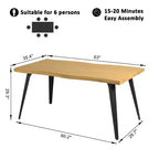 Tavolo da pranzo rettangolare Homy Casa 63 per 6 persone, tavolo moderno effetto legno con gambe in metallo nero