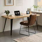 Tavolo da pranzo rettangolare Homy Casa 63 per 6 persone, tavolo moderno effetto legno con gambe in metallo nero