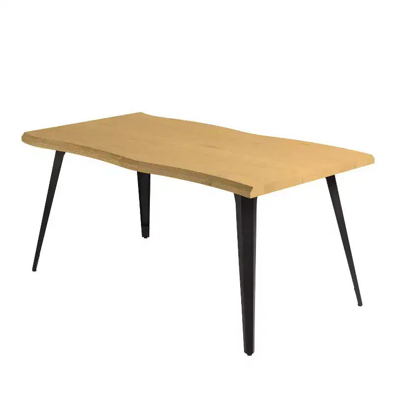 Tavolo da pranzo rettangolare Homy Casa 63 per 6 persone, tavolo moderno effetto legno con gambe in metallo nero