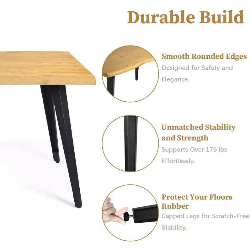 Tavolo da pranzo rettangolare Homy Casa 63 per 6 persone, tavolo moderno effetto legno con gambe in metallo nero
