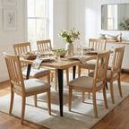 Homy Casa 63 Rectangular Dining Table for 6, Modern Wood Look Table with Black Metal Legs