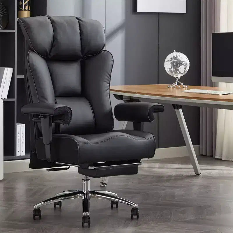 Efomao Ergonomic Office Chair 450LBS with Foot Rest, High Back PU Leather Executive Chair with Lumbar Support and Adjustable Armrests