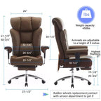 Efomao Ergonomic Office Chair 450LBS with Foot Rest, High Back PU Leather Executive Chair with Lumbar Support and Adjustable Armrests