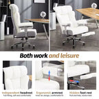 Efomao Ergonomic Office Chair 450LBS with Foot Rest, High Back PU Leather Executive Chair with Lumbar Support and Adjustable Armrests