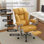 Efomao Ergonomic Office Chair 450LBS with Foot Rest, High Back PU Leather Executive Chair with Lumbar Support and Adjustable Armrests