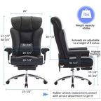 Efomao Ergonomic Office Chair 450LBS with Foot Rest, High Back PU Leather Executive Chair with Lumbar Support and Adjustable Armrests