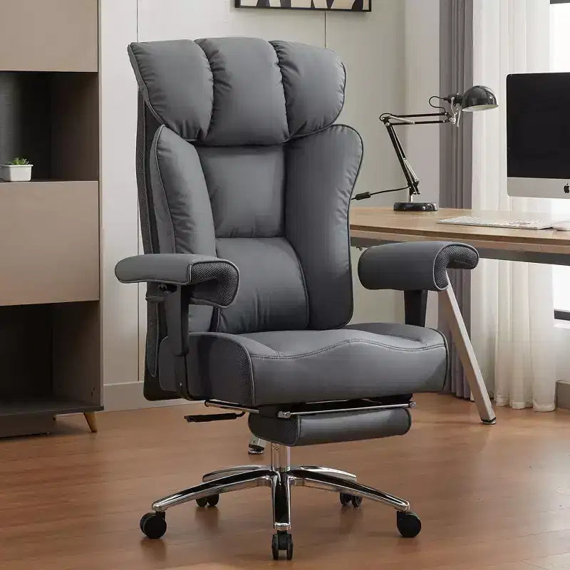 Efomao Ergonomic Office Chair 450LBS with Foot Rest, High Back PU Leather Executive Chair with Lumbar Support and Adjustable Armrests