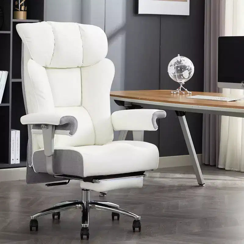 Efomao Ergonomic Office Chair 450LBS with Foot Rest, High Back PU Leather Executive Chair with Lumbar Support and Adjustable Armrests