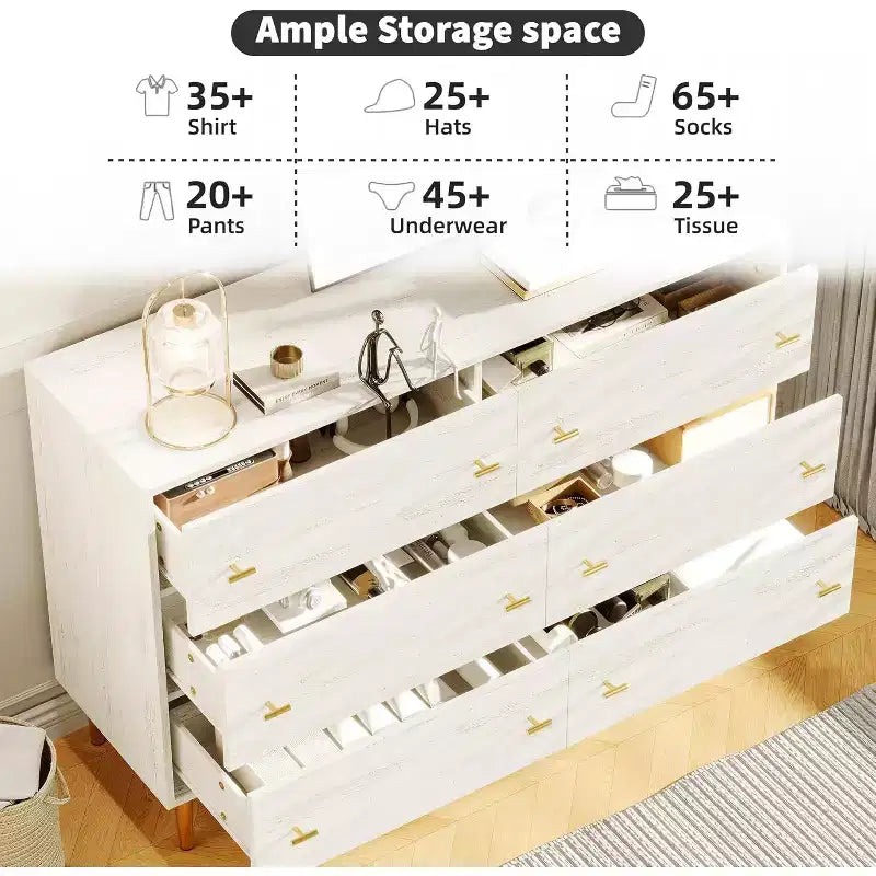 Comò a 6 cassetti Farmhouse da 47,2 pollici, cassettiera rustica in legno con cassetti grandi e maniglie a barra per camera da letto, soggiorno, corridoio