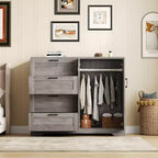 Cassettiera in legno da 43,3 H con armadio contenitore, armadio guardaroba con 4 cassetti e 2 ante