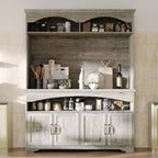 Famapy Multi-Functional Rustic Storage Cabinet,Display Cabinet & Bookcase,Living Room Storage Unit,Kitchen Pantry Hutch for Dishware Storage