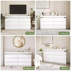Dyonery Modern 6-Drawer Dressing Table with Sliding Top, Featuring Drawers, Organizer for Bedroom, Closet, and Living Room