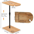 C-Shaped Sofa Tray Table for Sofa, 360 Rotatable and Height-Adjustable Side Table for Bed, TV Tray Table