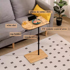 C-Shaped Sofa Tray Table for Sofa, 360 Rotatable and Height-Adjustable Side Table for Bed, TV Tray Table