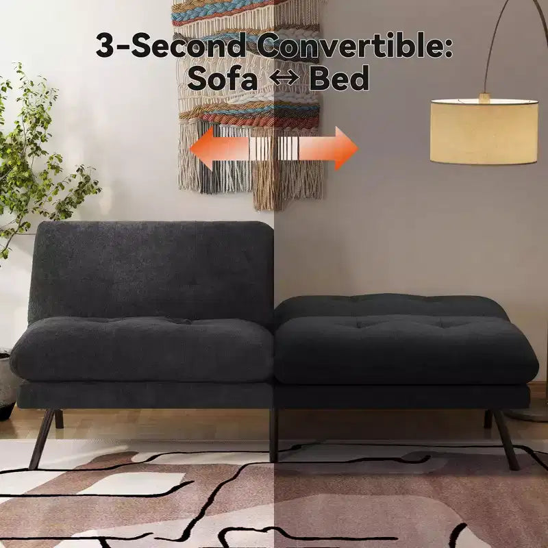 Divano letto futon convertibile MUUEGM 72, divano in spugna con schienale regolabile e fodere lavabili per piccoli spazi, soggiorno