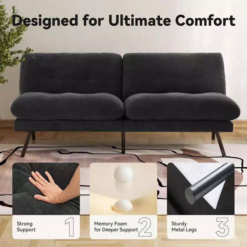 Divano letto futon convertibile MUUEGM 72, divano in spugna con schienale regolabile e fodere lavabili per piccoli spazi, soggiorno