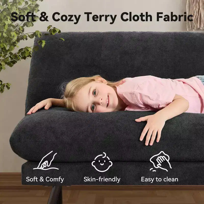 Divano letto futon convertibile MUUEGM 72, divano in spugna con schienale regolabile e fodere lavabili per piccoli spazi, soggiorno