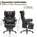 Big and Tall Office Chair with Footrest - Efomao High Back Executive Desk Chair with Wide Seat, Adjustable Armrests, Ergonomic Computer Chair, Black