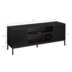 Black TV Stand for 32-65 Inch TV, Modern Entertainment Center with Storage Cabinets, TV Console Table for Living Room
