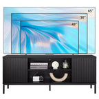 Black TV Stand for 32-65 Inch TV, Modern Entertainment Center with Storage Cabinets, TV Console Table for Living Room