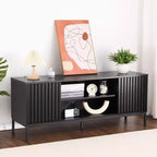 Black TV Stand for 32-65 Inch TV, Modern Entertainment Center with Storage Cabinets, TV Console Table for Living Room