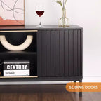 Black TV Stand for 32-65 Inch TV, Modern Entertainment Center with Storage Cabinets, TV Console Table for Living Room