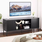 Black TV Stand for 32-65 Inch TV, Modern Entertainment Center with Storage Cabinets, TV Console Table for Living Room