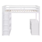 Loft Bed with Desk and 4 Storage Drawers & 3 Shelves, High Loft Bedwith L-Shaped Desk for Kids Teens Adults