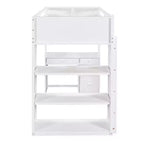 Loft Bed with Desk and 4 Storage Drawers & 3 Shelves, High Loft Bedwith L-Shaped Desk for Kids Teens Adults