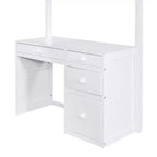Loft Bed with Desk and 4 Storage Drawers & 3 Shelves, High Loft Bedwith L-Shaped Desk for Kids Teens Adults
