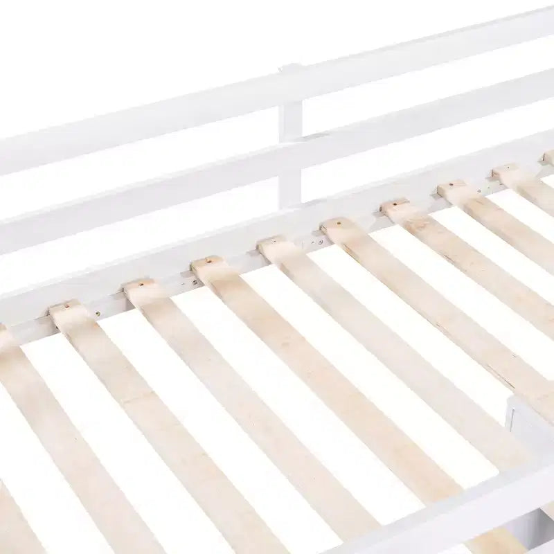 Loft Bed with Desk and 4 Storage Drawers & 3 Shelves, High Loft Bedwith L-Shaped Desk for Kids Teens Adults