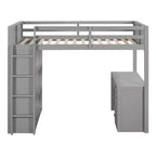 Loft Bed with Desk and 4 Storage Drawers & 3 Shelves, High Loft Bedwith L-Shaped Desk for Kids Teens Adults
