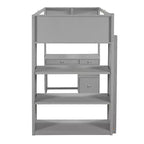 Loft Bed with Desk and 4 Storage Drawers & 3 Shelves, High Loft Bedwith L-Shaped Desk for Kids Teens Adults
