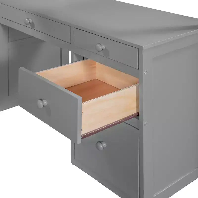 Loft Bed with Desk and 4 Storage Drawers & 3 Shelves, High Loft Bedwith L-Shaped Desk for Kids Teens Adults