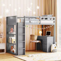 Loft Bed with Desk and 4 Storage Drawers & 3 Shelves, High Loft Bedwith L-Shaped Desk for Kids Teens Adults