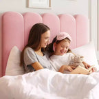 2 Sets Twin Bed Frame with Under-Bed Drawer, Velvet Upholstered Platform Bed with Wave Headboard,No Box Spring Needed