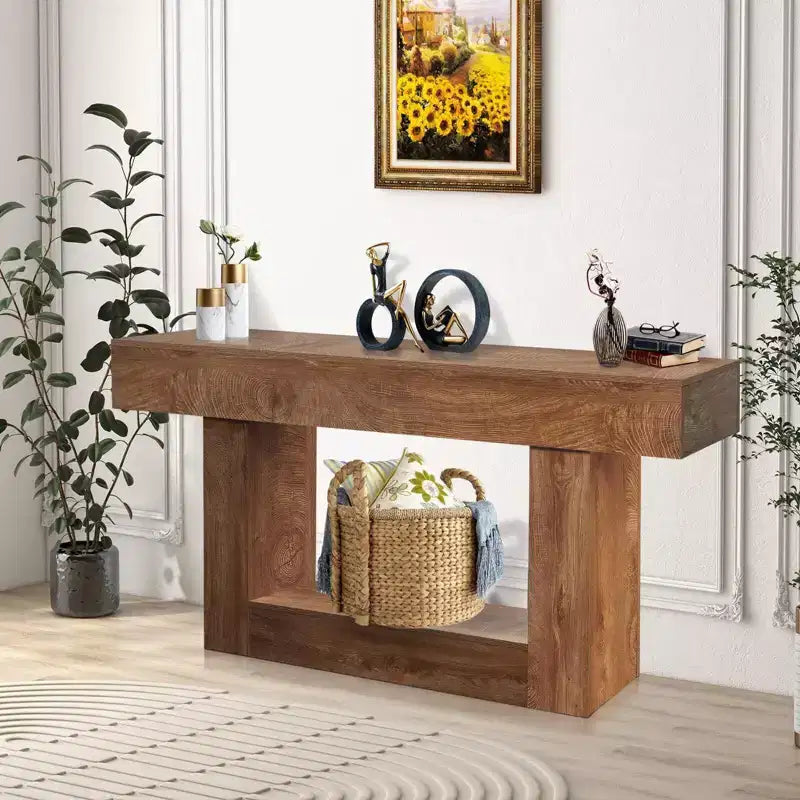 Coolmee 63 inch Console Table for Entryway, Wood Sofa Table Behind The Couch, Farmhouse Entryway Tables for Entrance, Hallway, Living Room