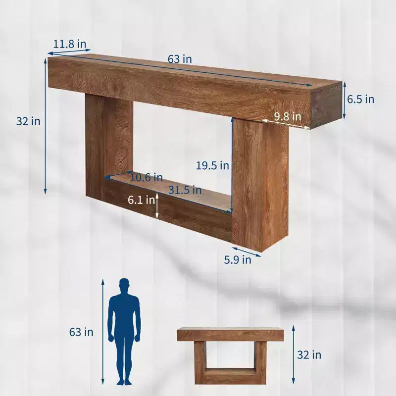 Coolmee 63 inch Console Table for Entryway, Wood Sofa Table Behind The Couch, Farmhouse Entryway Tables for Entrance, Hallway, Living Room