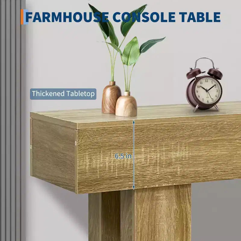 Coolmee 63 inch Farmhouse Wood Console Table, Sofa Table Behind The Couch, Console Tables for Entryway, Entrance, Hallway, Living Room, Foyer