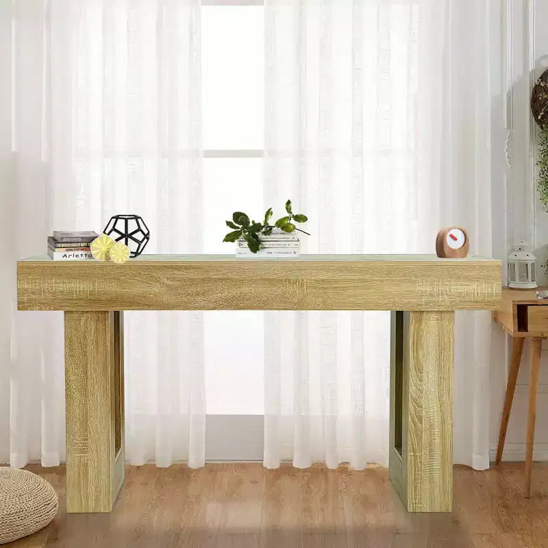 Coolmee 63 inch Farmhouse Wood Console Table, Sofa Table Behind The Couch, Console Tables for Entryway, Entrance, Hallway, Living Room, Foyer