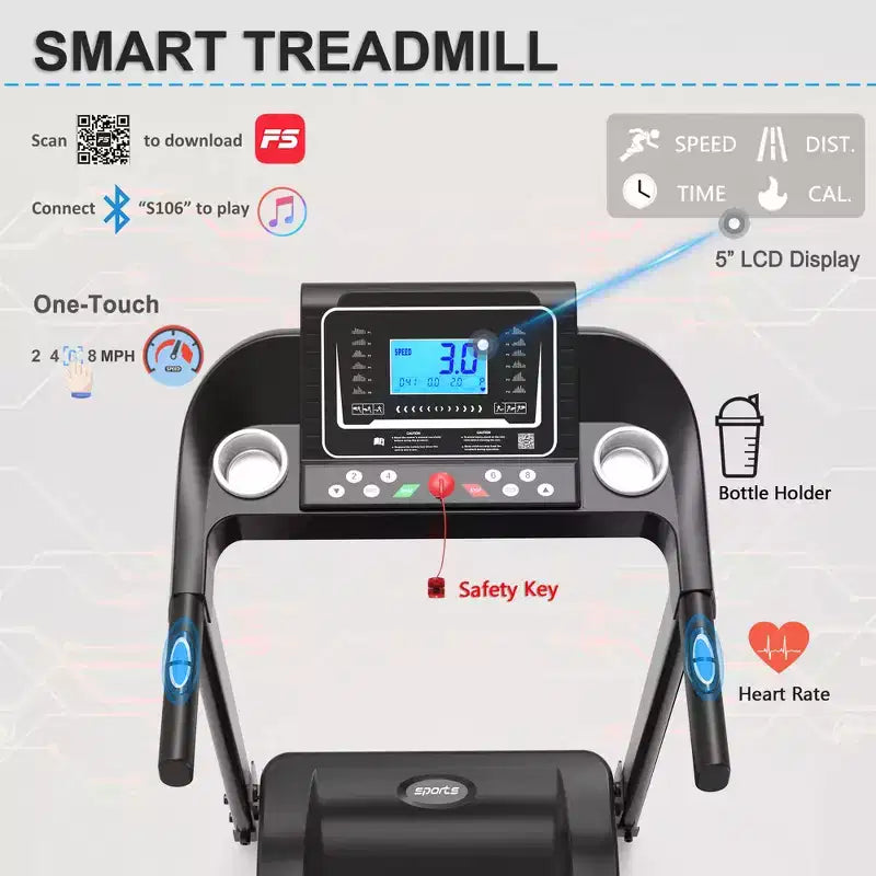 Tapis roulant domestico pieghevole con inclinazione manuale, 5 display e capacità di 113 kg