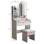 Makeup Vanity Desk Vanity Table Dressing Table with Chair, 3-Mode Lighted Mirror, Drawers & Open Shelves, White - ModernLuxe