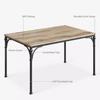 Dining Table Set for 4 with 4 Metal Chairs and Wood Indoor Modern Rectangular Dining Table Furniture, 5-Piece