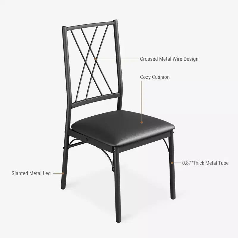 Dining Table Set for 4 with 4 Metal Chairs and Wood Indoor Modern Rectangular Dining Table Furniture, 5-Piece