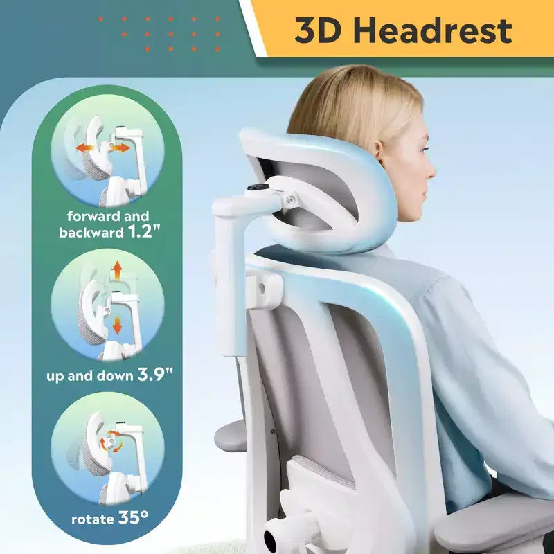 GALAXHERO Ergonomic Mesh Desk Chair with Adjustable 3D Headrest Tilt Function, Big and Tall Reclining Chair with Lumbar Support and 3D Armrests