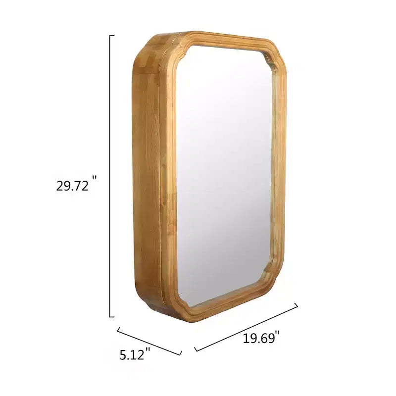 Whisen Wall-Mounted Bathroom Mirror with Cabinet and Adjustable Shelves, Space-Saving and Modern Elegant Design - Antique Natural