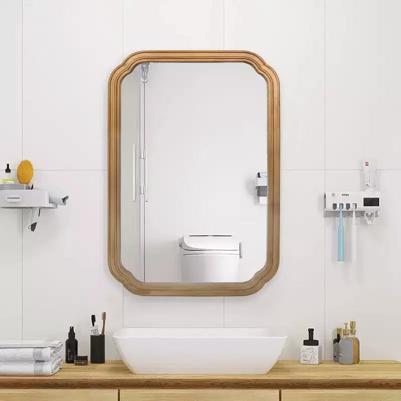 Whisen Wall-Mounted Bathroom Mirror with Cabinet and Adjustable Shelves, Space-Saving and Modern Elegant Design - Antique Natural